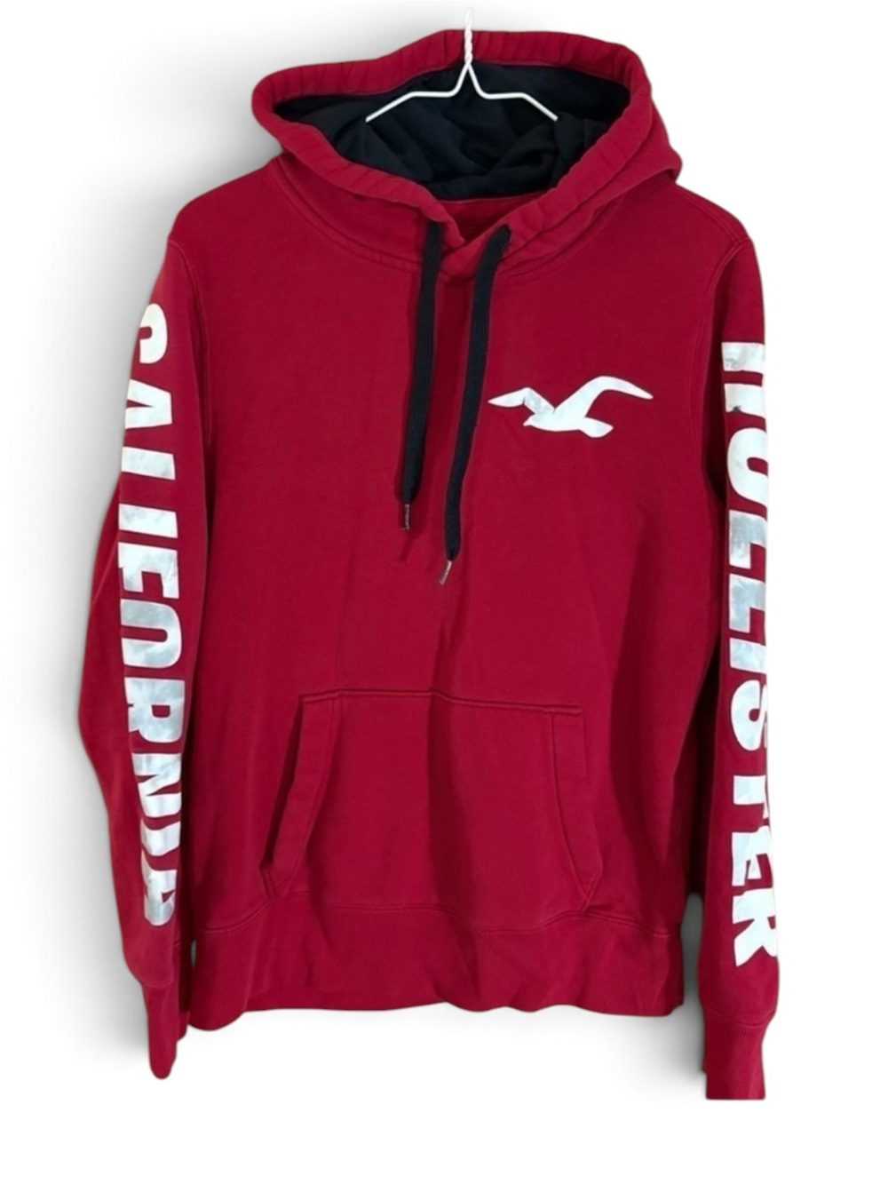 Hollister Men's Red Logo Reflective Pullover Hoodie